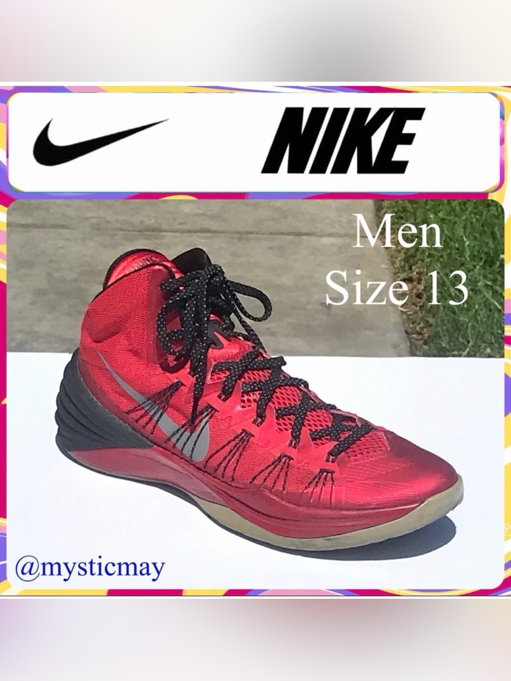 2013 NIKE Hyperdunk University Red w Black Basketball Shoes Men Size 13 Sneakers